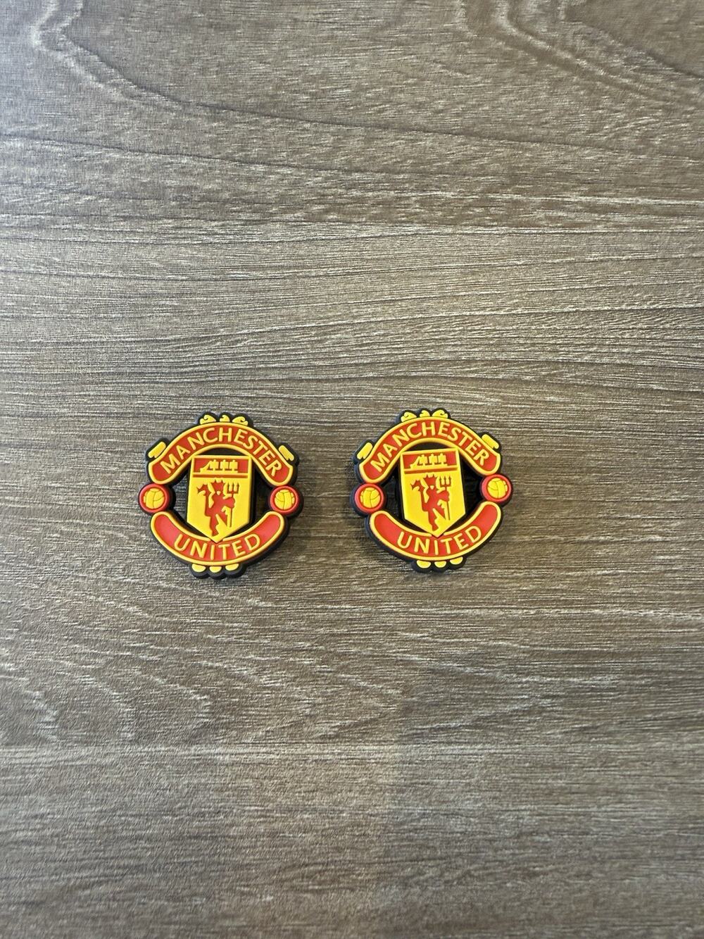 2 Manchester Soccer Club Logo Shoe Charms Red Yellow Fits Crocs Wristbands